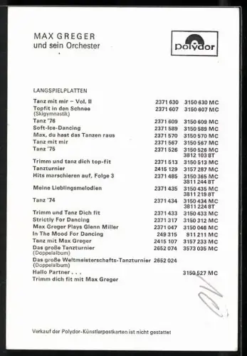 AK Musiker Max Greger mit der Jacke über der Schulter, Autograph