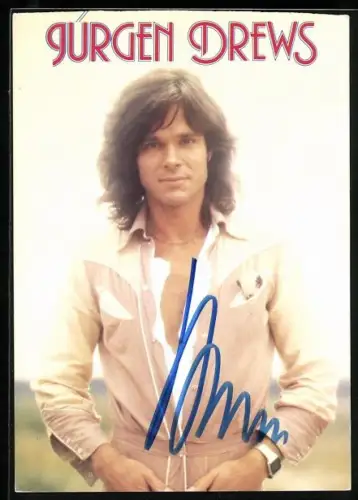 AK Musiker Jürgen Drews mit offenem Hemd, Autograph