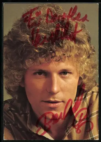 AK Musiker Bernard Brink im karierten Hemd, Autograph