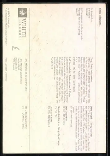 AK Musiker Tony Marshall lachend im Porträt, Autograph