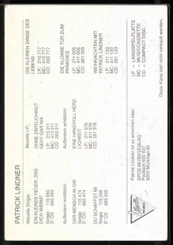 AK Musiker Patrick Lindner im roten Anzug, Autograph