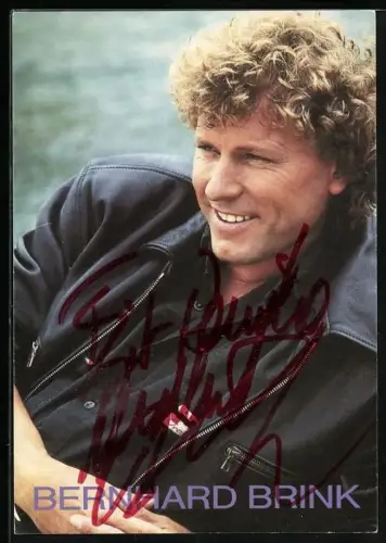 AK Musiker Bernhard Brink in Lederjacke, Autograph
