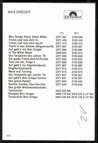 AK Musiker Max Greger in gestreiftem Hemd, Autograph