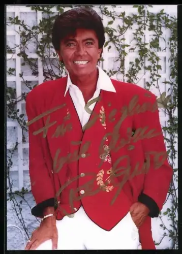 AK Musiker Rex Gildo in roter Anzugjacke, Autograph