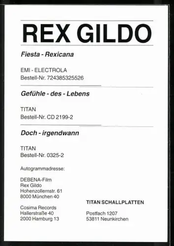 AK Musiker Rex Gildo in roter Anzugjacke, Autograph