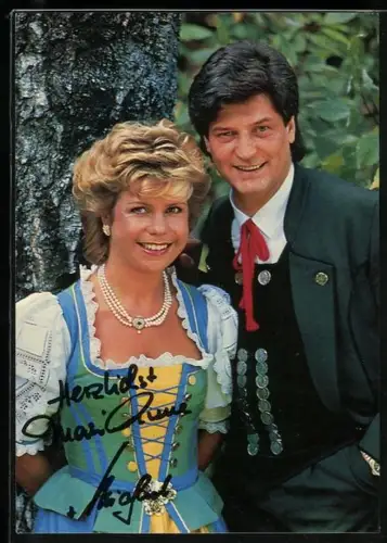 AK Musiker Michel und Marianne vor einem Baum, Autograph
