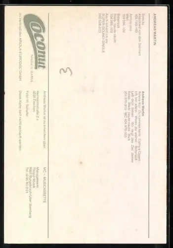 AK Musiker Andreas Martin an einer Wand lehnend, Autograph