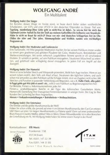 AK Musiker Wolfgang André in roter Anzugjacke, Autograph