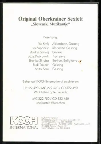 AK Band Original Oberkrainer Sextett mit Instrumenten, Autograph