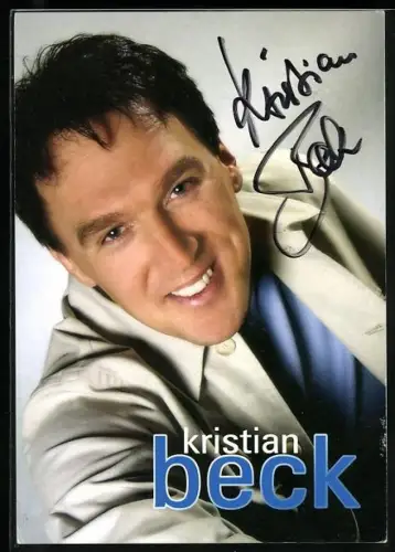 AK Musiker Kristian Beck in weisser Jacke, Autograph