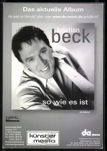 AK Musiker Kristian Beck in weisser Jacke, Autograph