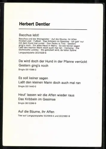 AK Musiker Herbert Dentler mit Gitarre, Autograph