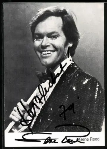 AK Musiker Gene Reed in glitzernder Jacke, Autograph