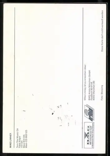 AK Musiker Mike Linney in Jeansjacke, Autograph