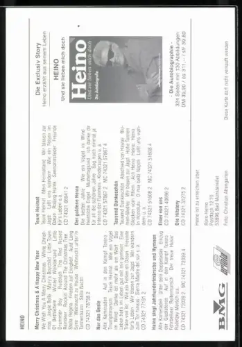 AK Musiker Heino mit gestreifter Krawatte, Autograph