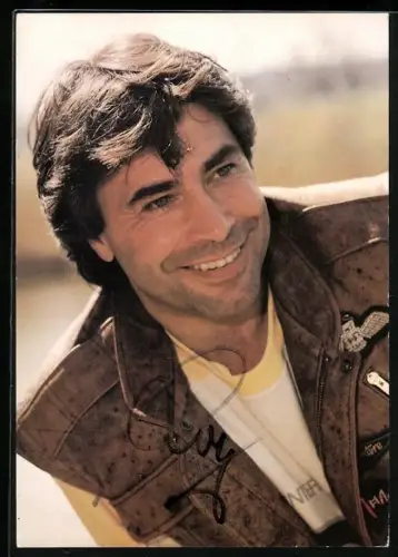 AK Musiker Roy Black in Lederjacke, Autograph