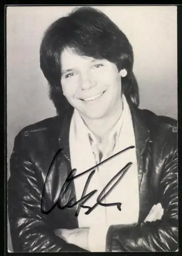 AK Musiker Christian Franke in Lederjacke, Autograph