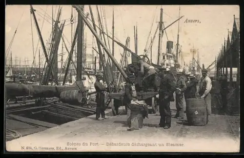AK Anvers, Débardeurs déchargeant un Steamer