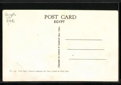 AK Port Said, Steamer passing the Suez Canal