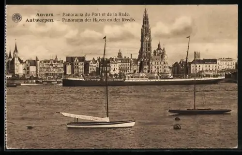 AK Anvers, Panorama du Port et de la Rade