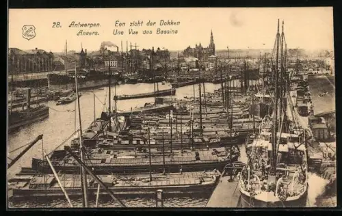 AK Anvers, Une Vue des Bassins