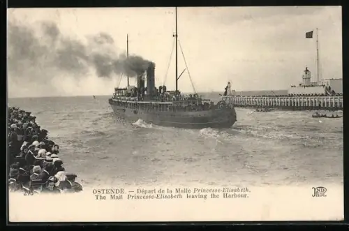 AK Ostende, Départ de la Malle Princesse-Elisabeth