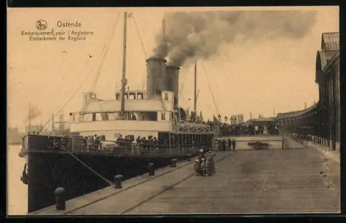 AK Ostende, embarquement pour l'angleterre, Hafenbild