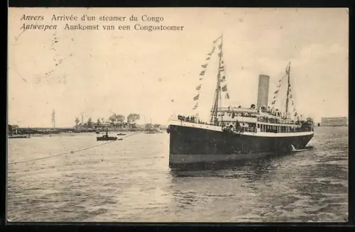 AK Anvers, Arrivée d`un steamer du Congo