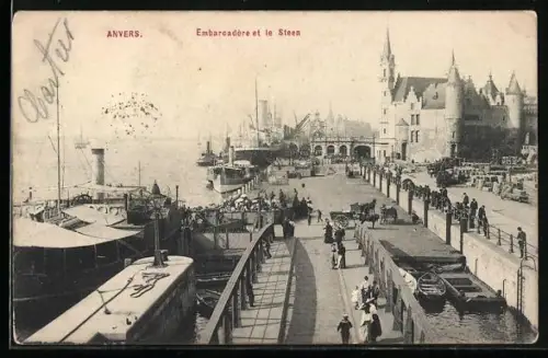 AK Anvers, Embarcadère et le Steen
