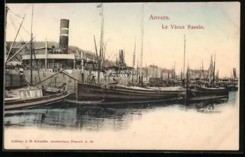 AK Anvers, le vieux bassin, Hafenbild
