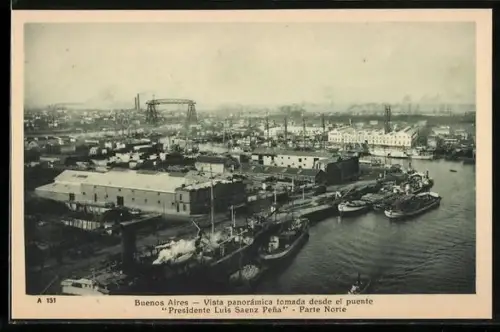 AK Buenos Aires, Vista tomada desde el puente Presidente Luis Saenz Pena, Hafenansicht