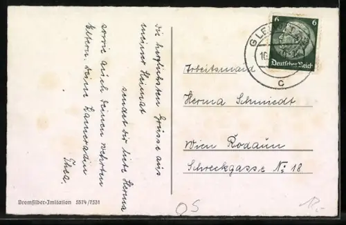 AK Gleiwitz, Strassenbahn am Haus Oberschlesien in der Wilhelmstrasse