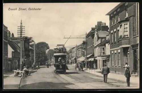 AK Colchester, Crouch Street, Strassenbahn
