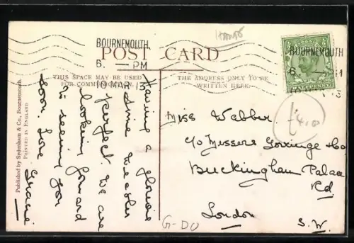 AK Bournemouth, The Square with Tramway, Strassenbahn