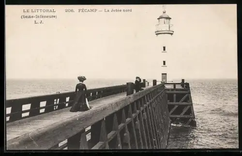 AK Fécamp, La Jetée nord, Leuchtturm