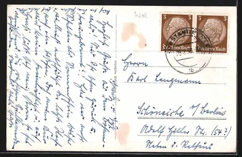 AK Konstantinsbad, Blick zur Burgruine Schwanberg