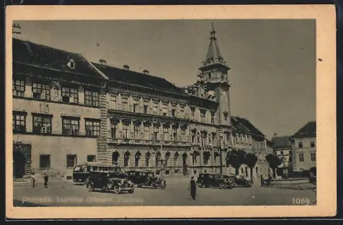 AK Prachatitz /Bayrische Ostmark, Strassenpartie mit Rathaus
