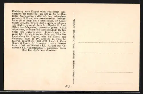 AK Eisgrub, Schloss Liechtenstein mit Parkanlage