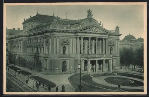 AK Brünn, Stadttheater mit Anlagen aus der Vogelschau