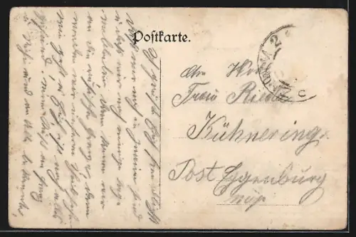 AK Znaim, Ortsansicht mit Brücke und Zug