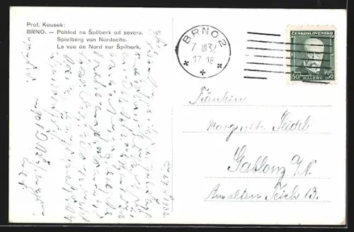 Künstler-AK Brno, Pohled na Spilberk od severu