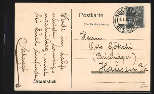 AK Znaim, Gewässerpartie mit Uferpromenade u. Blick zur Kirche