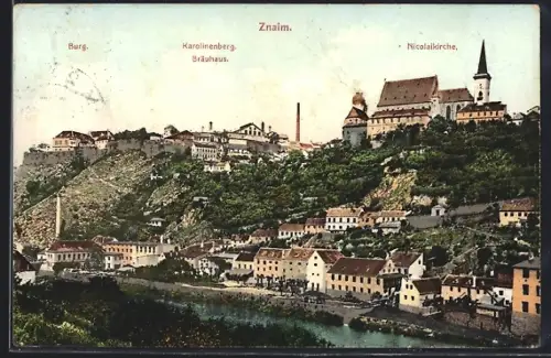 AK Znaim, Burg, Karolinenberg, Nicolaikirche