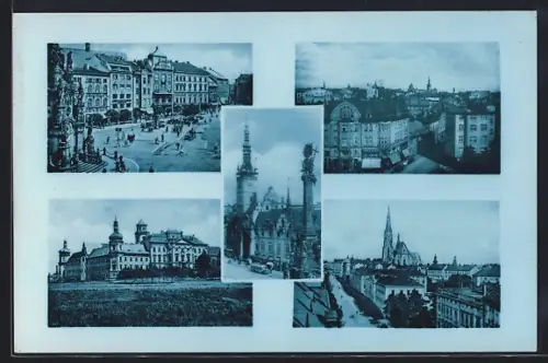 AK Olmütz, Strassenpartien, Säulendenkmal, Teilansicht