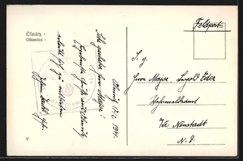 AK Olmütz, Strassenpartien, Säulendenkmal, Teilansicht