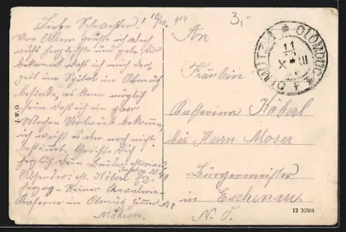 AK Olmütz, Franz-Josefs-Platz mit Post-u. Telegraphenamt, Brunnen u. Kirche