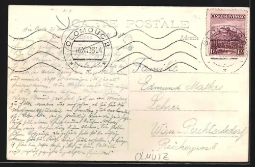 AK Olmütz, Niederring, Panorama mit Denkmal