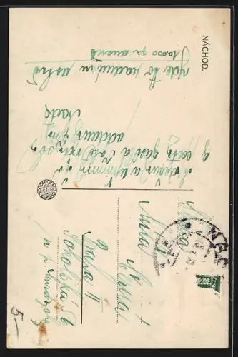 AK Nachod, Teilansicht mit Schloss