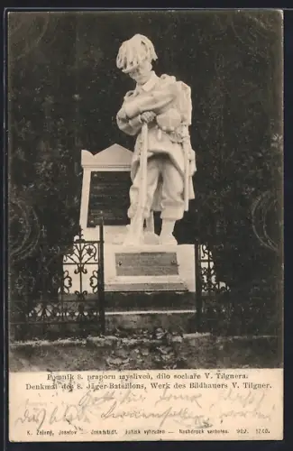 AK Chlum, Pomník 8. praporu myslivcu, dílo sochare V. Tilgnera, Denkmal des 8. Jäger-Batl.