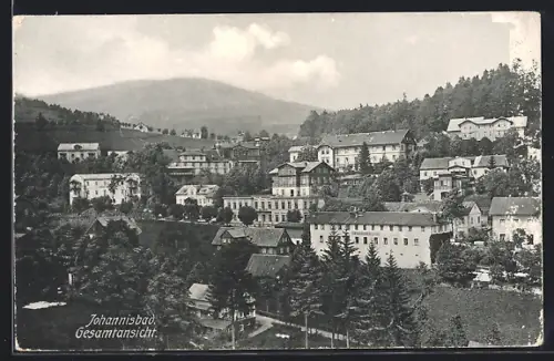 AK Johannisbad, Gesamtansicht aus der Vogelschau, mit Gasthof